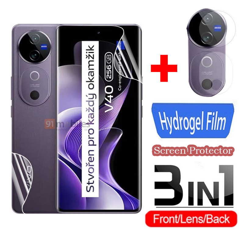 3in1 กล้องเลนส์ด้านหน้าด้านหลังสําหรับ vivo V40 Pro 5G vivoV40 vivoV40pro V40pro 2024 ป้องกันหน้าจอฟิล์มไม่กระจกนิรภัยคลุมทั้งหมดป้องกัน Hydrogel