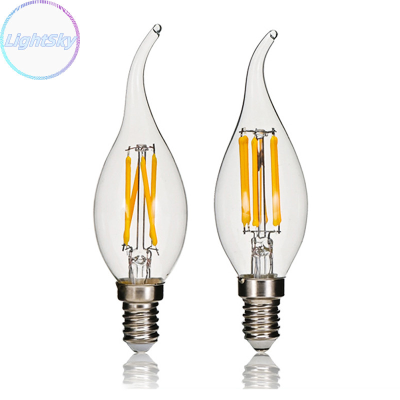 Lightsky E14 4W Retro Edison LED Filament หลอดไฟ AC180-240V หลอดไฟแก้วใหม่ TH