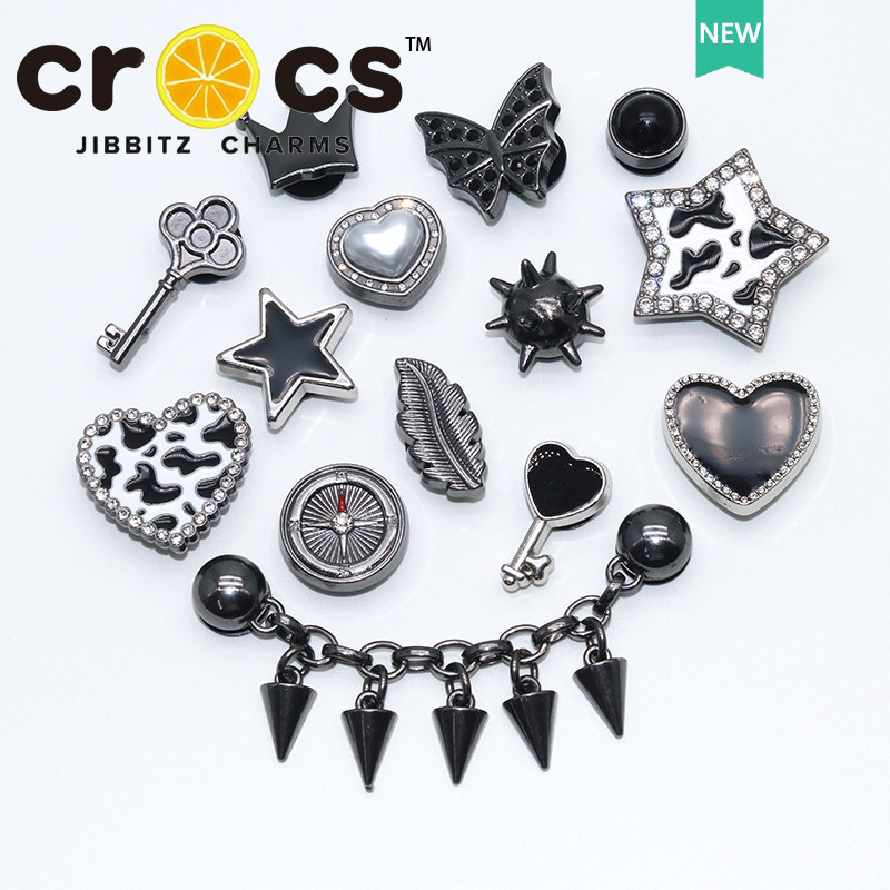โลหะ jibbitz crocs charms รองเท ้ าหัวเข ็ มขัดอุปกรณ ์ เสริมรองเท ้ า Black Punk Series โลหะแฟชั ่ นรองเท ้ าอุปกรณ ์ เสริม