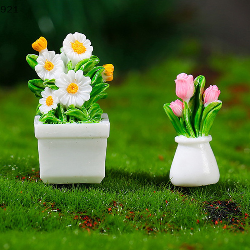 Yueyanaaa 1PC จําลองบลูทูธใหม่ Dollhouse Miniature Mini กระถางดอกไม้กระถางสําหรับพืชสีเขียวในหม้อบ้านตุ๊กตาเฟอร์นิเจอร์ตกแต่งบ้าน ssnckn n neck คอเต่าm