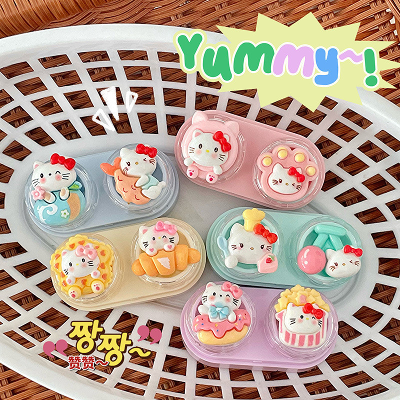 Hello Kitty คอนแทคเลนส ์ แพ ็ คพร ้ อมกระจกแบบพกพา Travel Contact Storage น ่ ารักแฟชั ่ นคอนแทคเลนส ์ Companion Box