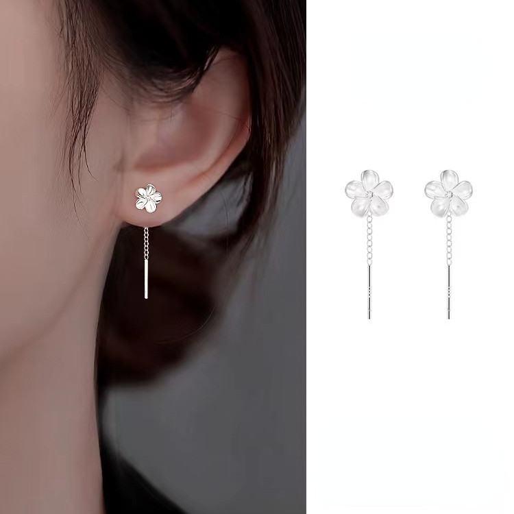 925 เงินที่เรียบง่ายหูสายอารมณ์หัวใจรักต่างหูผู้หญิง อิน รูปที่ 3