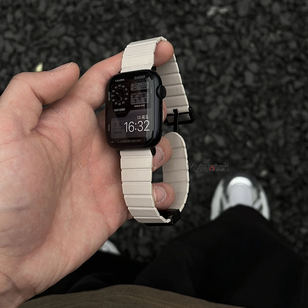 5 สีthin ซิลิโคนแม่เหล็กสายหนังสําหรับ iwatch series 9 8 7 6 5 SE 4 3 2 1 sport soft สายรัดข้อมือสําหรับ iwatch 49/44/45/42 มม.40 มม.38 มม.41 มม.