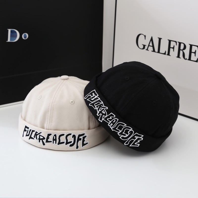 FUCKREACCJFE เย็บปักถักร้อย Beanies หมวกสําหรับผู้ชายผู้หญิง Hip Hop หมวกวินเทจ Snapback casual rimless หมวก