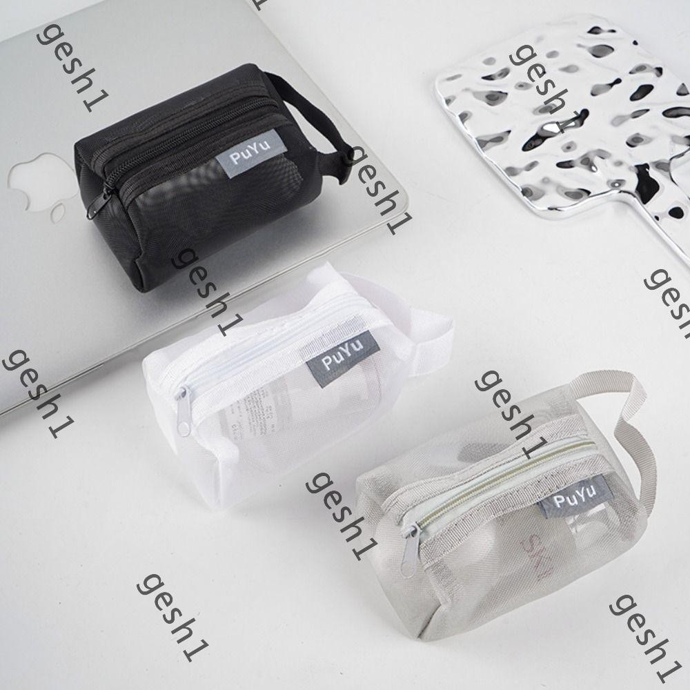Gesh1 Square Mesh Storage Pouch, Mini Wash Bag กระเป๋าใส่เหรียญซิปขนาดเล็กน้ําหนักเบา, กระเป๋าใส่กุญแจความจุขนาดใหญ่ระบายอากาศได้