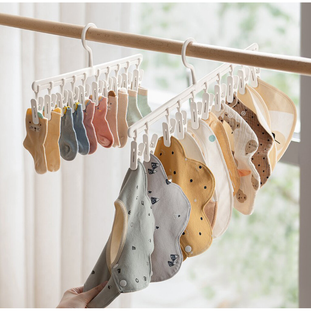Omocha | (NEW) Single drying rack ราวตากผ้า ราวตากผ้าแถวเดียว คลิปหนีบ 10 ตัว
