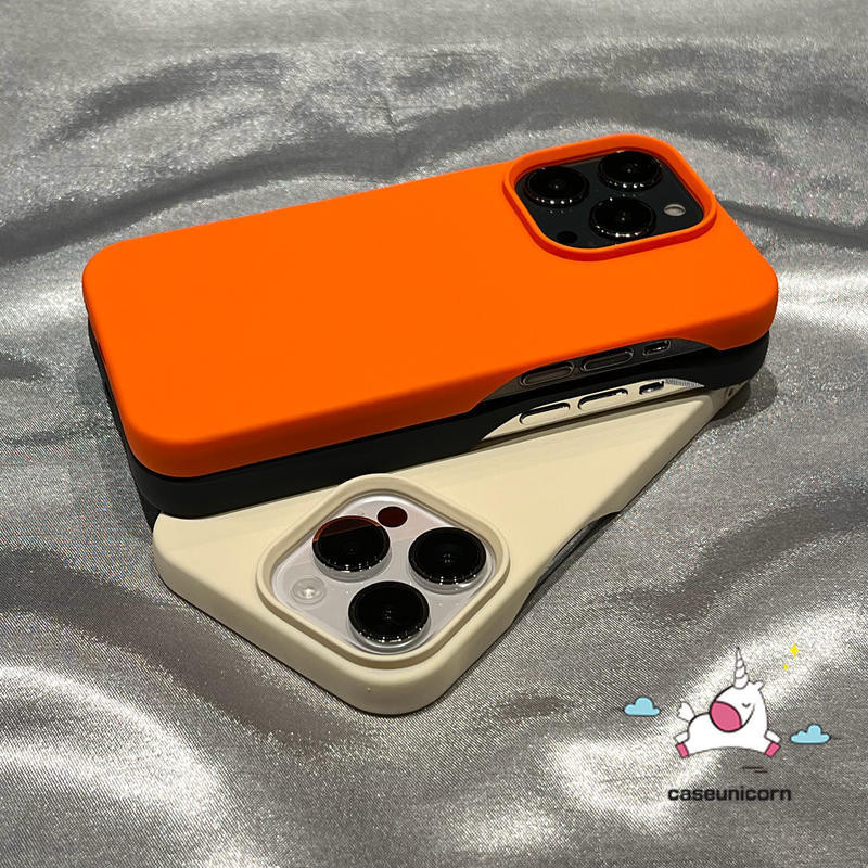 แฟชั่นสีทึบสีดําสีขาวสีส้มหรูหราปลอกสําหรับ IPhone 15 Pro Max 11 14 15 13 12 Pro Max XR XS Max X 14 15 Plus 12 13 14 15 Pro กันกระแทก Soft Tpu Cover