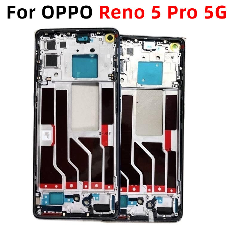 ซ่อมกรอบกลางสําหรับ OPPO Reno 5 Pro 5G Bezel Housing ด้านหน้าหน้าจอ LCD ผู้ถือแผ่นจอแสดงผลเปลี่ยนกรณี