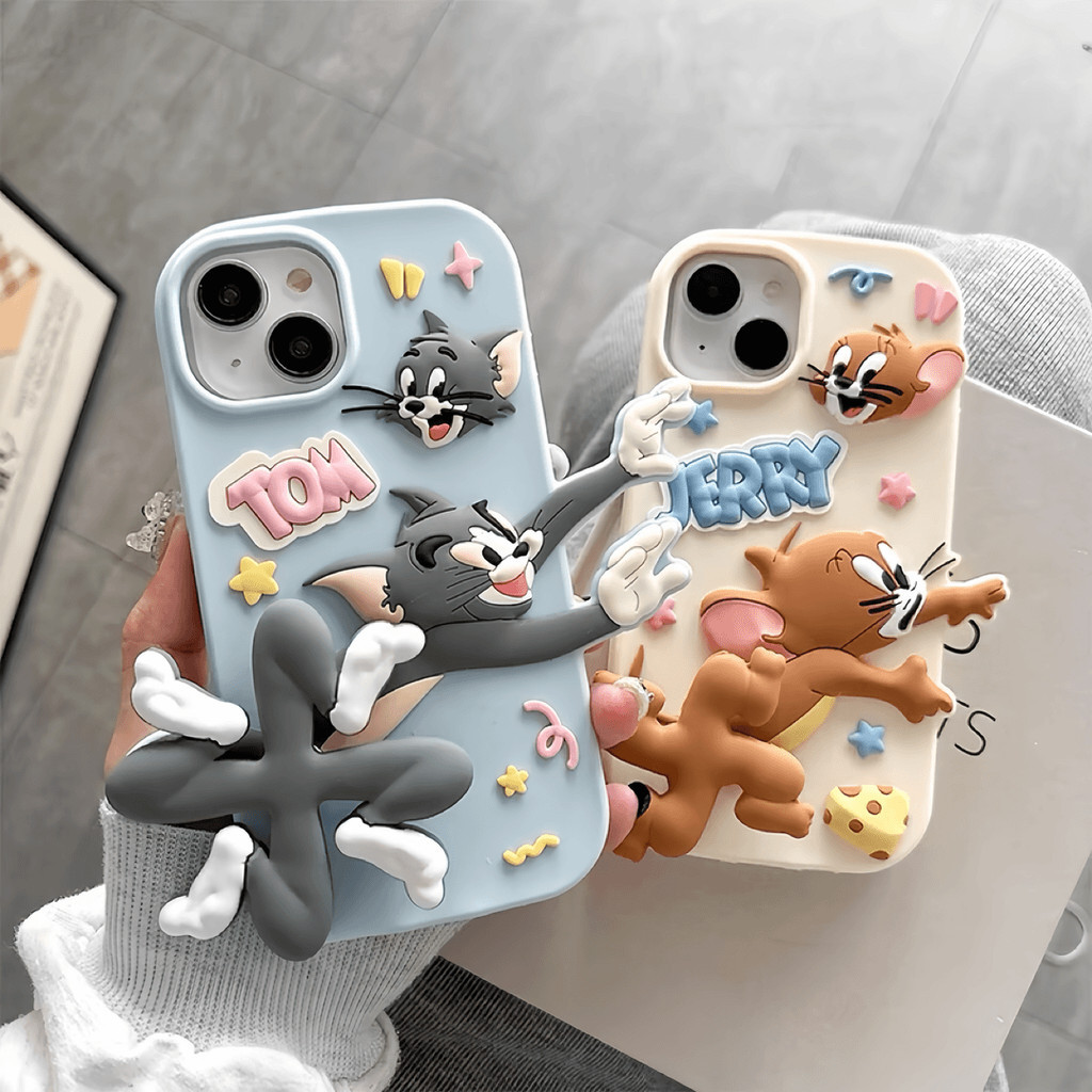 สนุกน่ารักวิ่งทอมเจอร์รี่ซิลิโคนเคสโทรศัพท์สําหรับ ไอโฟน15 14 13 12 11 มือโปร สูงสุด ปลอกกันกระแทกป้องกันกล้องของเหลวนุ่มปกหลัง