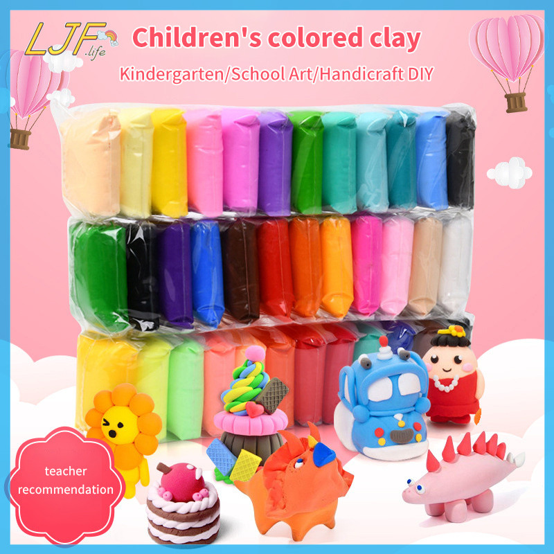 Ljf Modelling Clay ดินน้ํามันสีสันสดใส Super Light Clay Air Dry Polymer Slime ของเล่นเพื่อการศึกษาเด