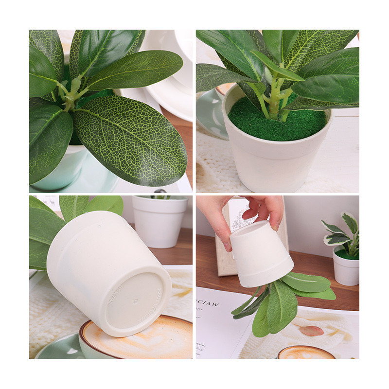 [ดอกไม้ + กระถาง] พืชประดิษฐ์พร้อมหม้อพืชปลอมบอนไซสํานักงาน /โต๊ะรับประทานอาหารตกแต่งบ้านและแสดง - รูปที่ 4