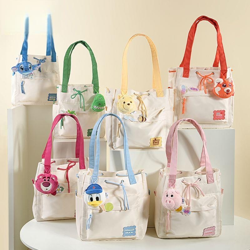 Disney Official Strawberry Bear Pooh Bear All-Match and Cute Handbag Summer Shoulder Bag Tote Bag ของขวัญวันเกิด