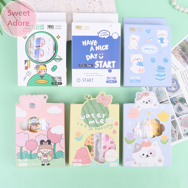 SweetAdore 20 ชิ้น/กล่องกันน้ํา Band Aid Wound Plaster First Aid ชุดฉุกเฉินสําหรับเด็ก VN