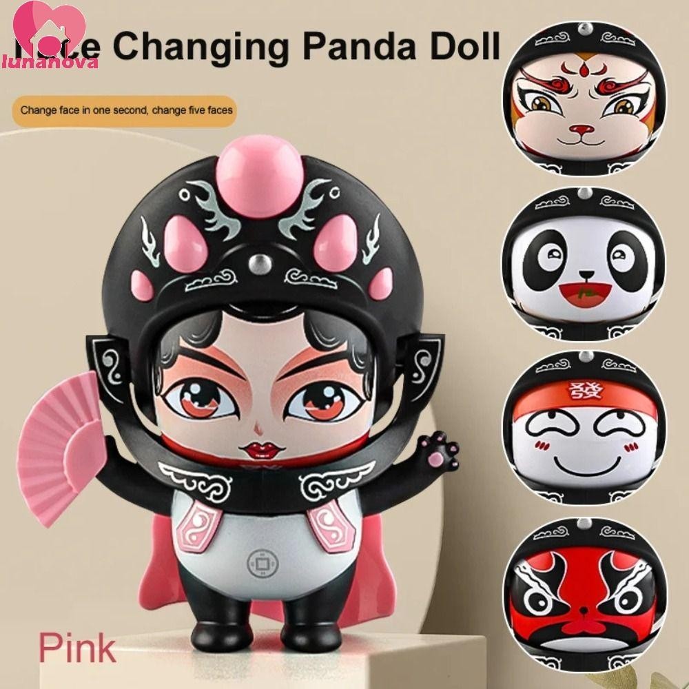 Lunanova Sichuan Face Changing Doll, Face Change Sichuan Opera Face Changing ตุ๊กตาแพนด้า, ตกแต่งรถสไตล์จีน DIY งานฝีมือพลาสติกเปลี่ยนใบหน้าของเล่นตุ๊กตาคริสต์มาส