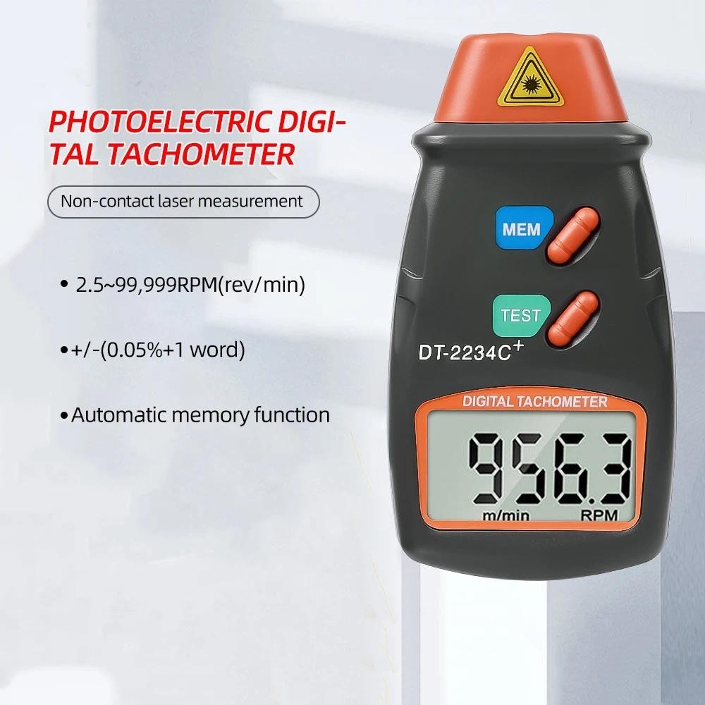 Dt2234c + Digital Laser Tachometer เครื่องวัดวามเร็วแบบไม่สัมผัส 2.5Rpm-99999Rpm จอแสดงผล Lcd Tachometer Dt2234C ความเร็วเครื่องทดสอบ ​​เครื่องมือเครื่องมือ