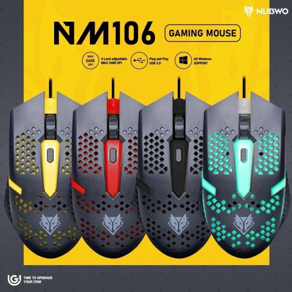 GAMING NUBWO NM106GAMING MOUSE OPTICAL เมาส์เกมมิ่ง เมาส์มีไฟ DPI 4 ระดับ สูงสุดถึง 2400 DPI NM-106