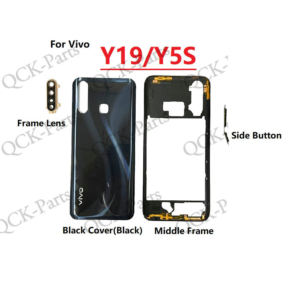 ฝาหลังแบตเตอรี่พร้อมกรอบกลางสําหรับvivo Y19 Y5Sกล้องเลนส์เปลี่ยนชิ้นส่วน