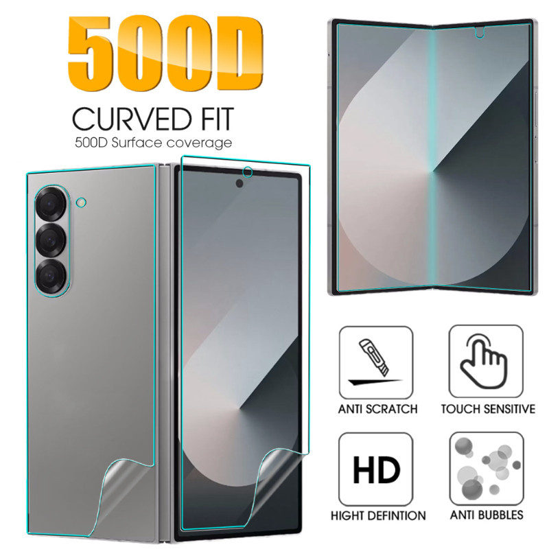 ตัวป้องกันหน้าจอกันรอยขีดข่วนแบบโปร่งใสเต็มรูปแบบสําหรับ Samsung Galaxy Z Fold 6 ฟิล์มไฮโดรเจลแบบนุ่ม