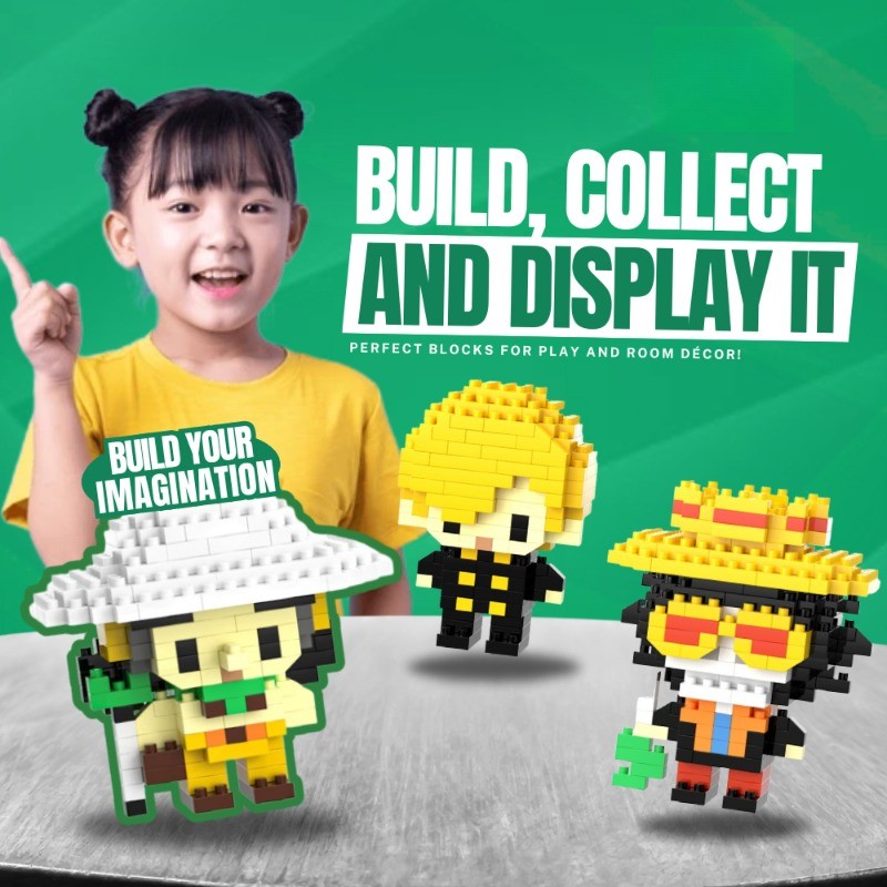 10 การ์ตูน Nano Building Blocks ของเล่น One Piece Series ปริศนาการ์ตูนสําหรับเด็ก Mainan Hadiah ของขวัญวันเกิด Mini อิฐคริสต์มาสของขวัญ