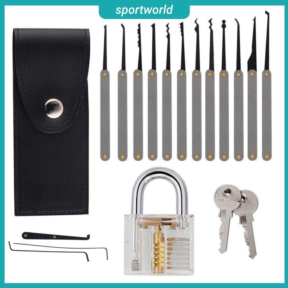 ส่งจากกรุงเทพ 17 ชิ้น Lock Pick Padlock Picking Training Practice ปลดล็อค Lock Pick Tools มัลติฟังก์