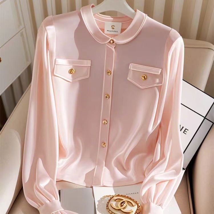 T Classy Ladies Top Niche เสื้อเชิ้ตแขนยาวสีชมพูฝรั่งเศสพร้อมสต็อก