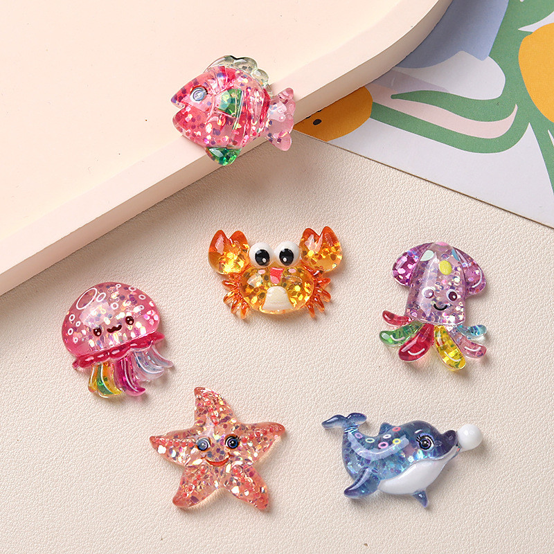 การ์ตูน Fine กระพริบสัตว์ทะเล Jibits Croc ปลาหมึก Crocss Jibbit Charm ปลาดาว Crocss สีชมพูปู Jibbits สําหรับผู้หญิงอุปกรณ์เสริมรองเท้า