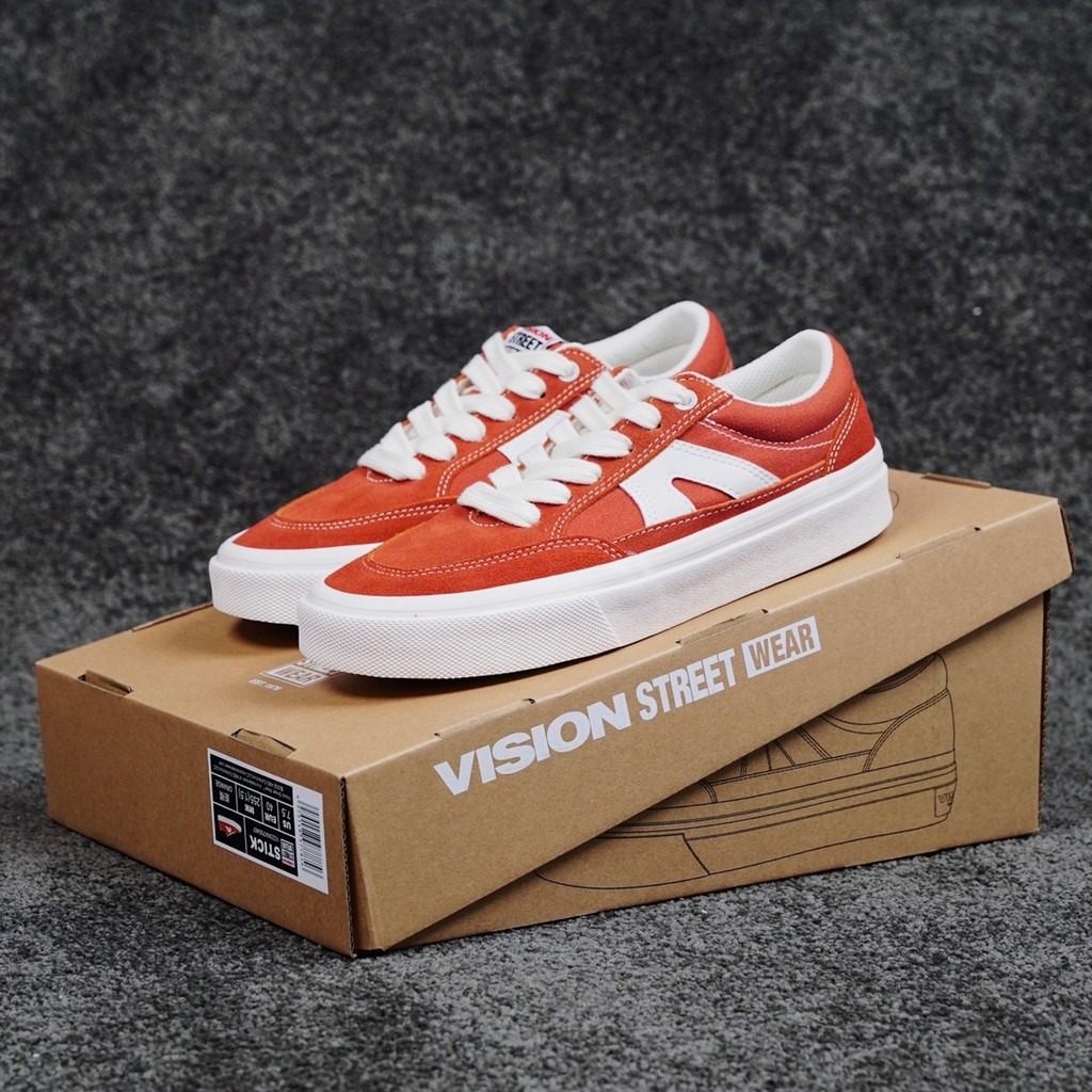 Vision Street Wear รองเท้าสเก็ตบอร์ดใหม่ล่าสุด STICK series สีส้มสกปรก