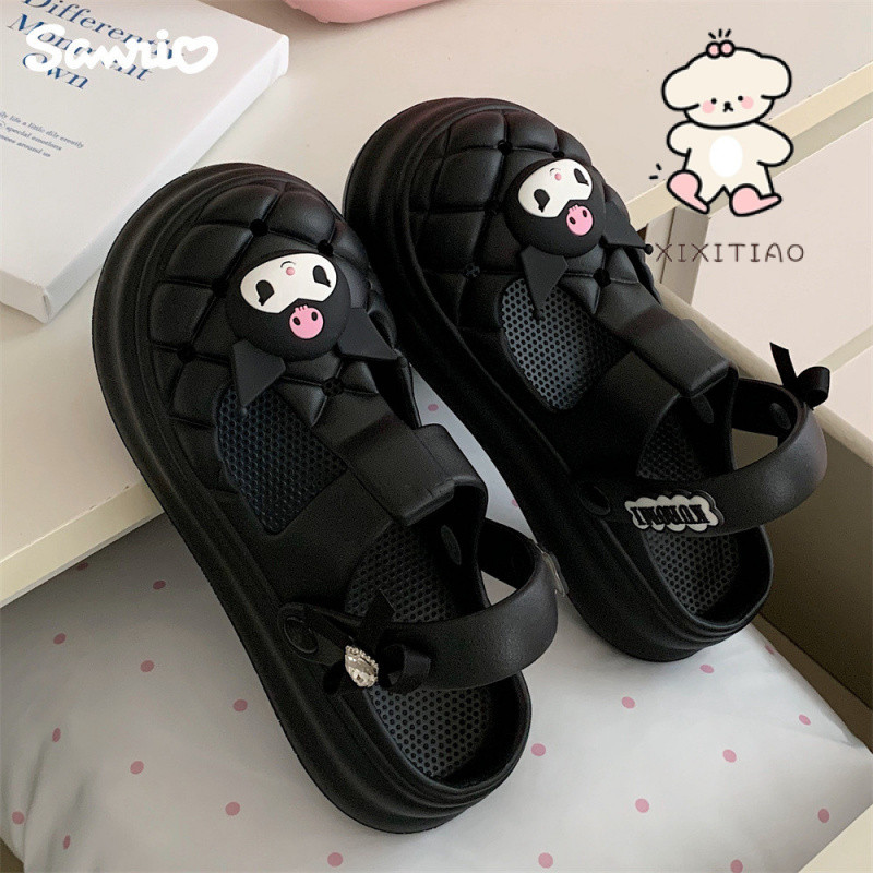Xixitiao Sanrio การ์ตูน Kuromi หนา-Soled Hole รองเท้าผู้หญิงฤดูร้อนรองเท้าแตะกลางแจ้ง