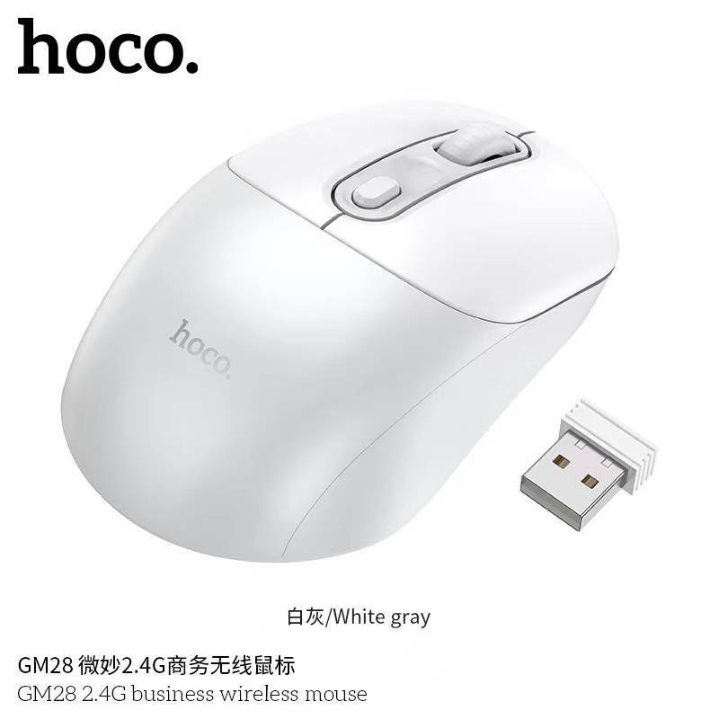 HOCO GM28 เมาส์ไร้สาย เชื่อมต่อ USB 2.4G ความเร็ว 800 - 1600 DPI ปุ่มกด 4 ปุ่ม รองรับคอมพ์ โน้ตบุ้ค เมาส์ Wireless Mouse