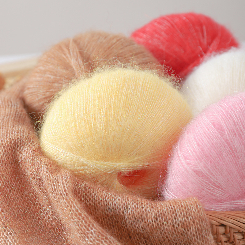 25 กรัม/ม้วน Super Thin Soft Mohair เส้นด้ายคุณภาพสูง Angora เส้นด้ายแคชเมียร์สําหรับมือถักผ้าคลุมไหล่ผ้าพันคอโครเชต์ด้าย