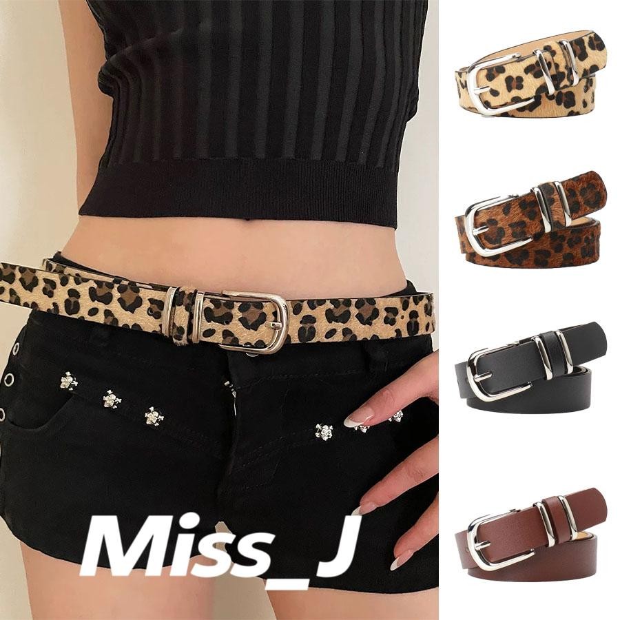 Miss_J พร้อมส่งจากกทม🎀เข็มขัดลายเสือดาวย้อนยุคมีสไตล์ เข็มขัดผู้หญิงหนัง PU สามารถใส่กับยีนส์หรือกระโปรงได้