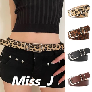 Miss_J พร้อมส่งจากกทม🎀เข็มขัดลายเสือดาวย้อนยุคมีสไตล์ เข็มขัดผู้หญิงหนัง PU สามารถใส่กับยีนส์หรือกระโปรงได้