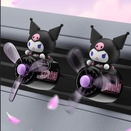 1/2pc Car Air Freshener Air Conditioner Vent น้ําหอม Diffuser หมุนใบพัดกลิ่นหอม Kuromi น่ารักการ์ตูนรถกลิ่นหอมตกแต่งรถอุปกรณ์เสริม
