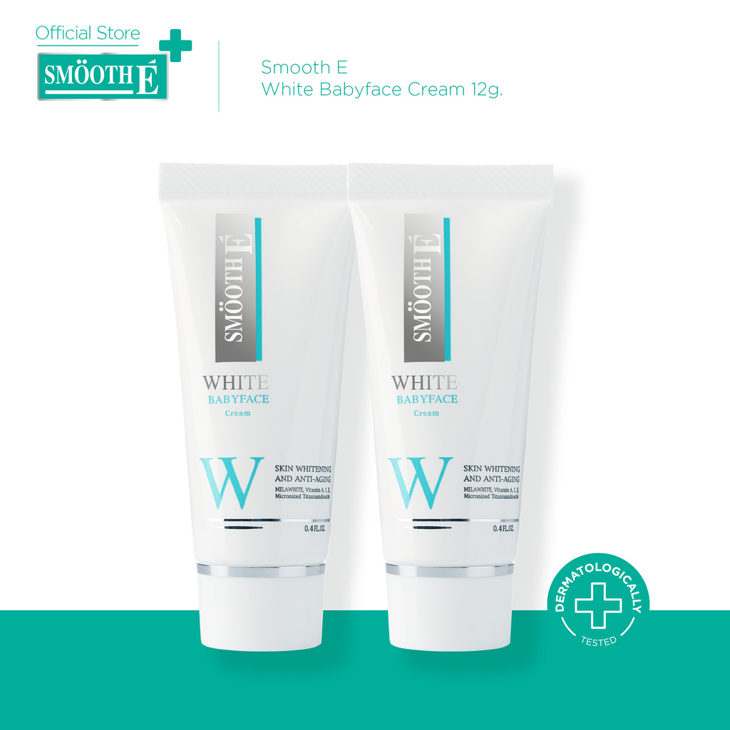 [แพ็ค 2] Smooth E White Babyface Cream 12g ครีมทาหน้า ผ่านการทดสอบ เพื่อผิวขาวเนียนใส ไร้จุดด่างดำ ผ