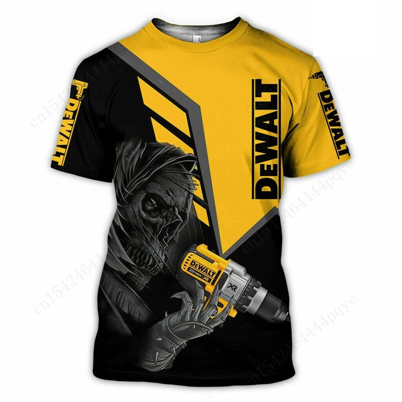 Dewalt เสื้อยืดผู้ชายคุณภาพสูง casual เสื้อยืดขนาดใหญ่อะนิเมะคอกลมแขนสั้น harajuku เสื้อผ้าผู้ชายกราฟิก tshirt