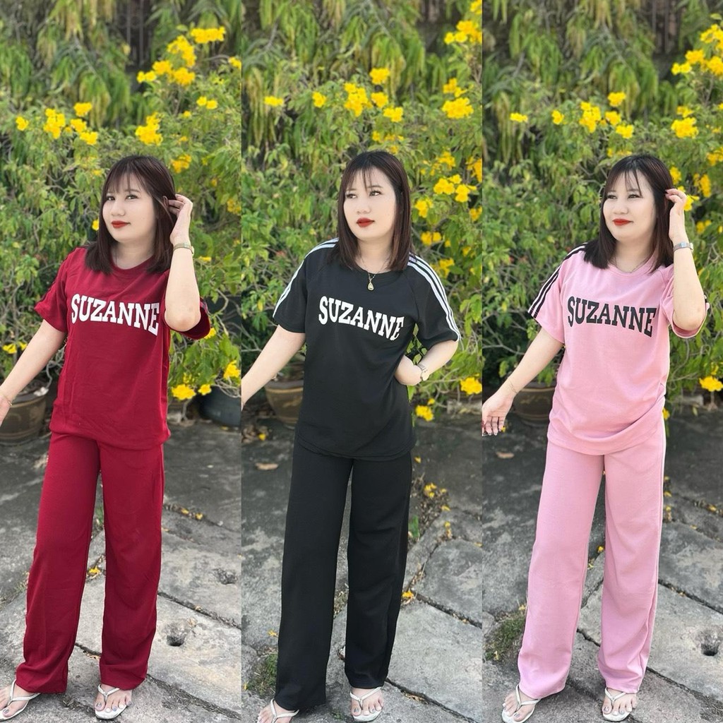 ชุดเซ็ต 2 ชิ้น S290 เสื้อ+กางเกง ผ้าวูลเวฟ สีพื้น กางเกงมีเชือกรูด มีกระเป๋าข้าง ทรงกระบอก ใส่สบาย ใส่เที่ยว แนวสตรีท