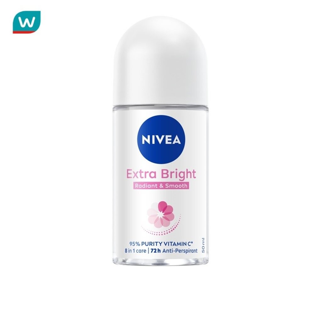 Nivea นีเวีย โรลออน เอ็กซ์ตร้า ไบรท์ เรเดียนท์ แอนด์ สมูท 50 มล. ลดเหงื่อ ระงับกลิ่นกาย