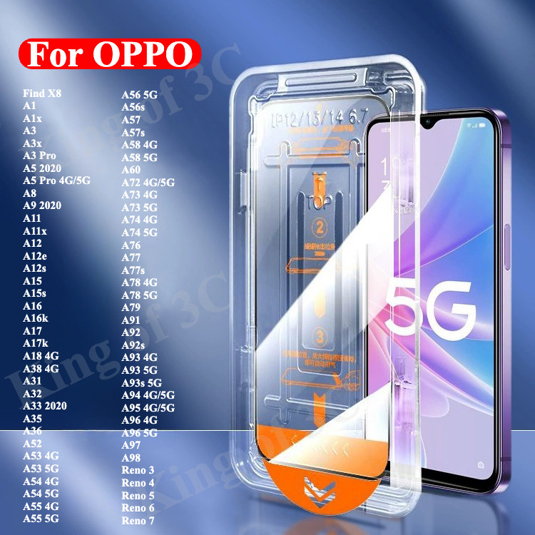 One-Click Full HD ฟิล์มกระจกเต็มจอ ป้องกันหน้าจอสำหรับ OPPO A77 A77s A5 A9 A11x A15 A16 A16s A17 A31 A55 A56s A5 Pro A57