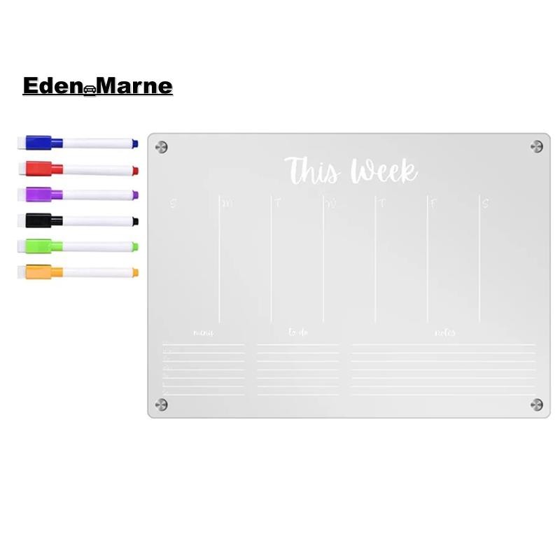 [Eden_Marner]Planner Weekly Clear Magnetic Calendar Board Weekly Plan Notepad Magnetic ตู้เย็นสติกเก
