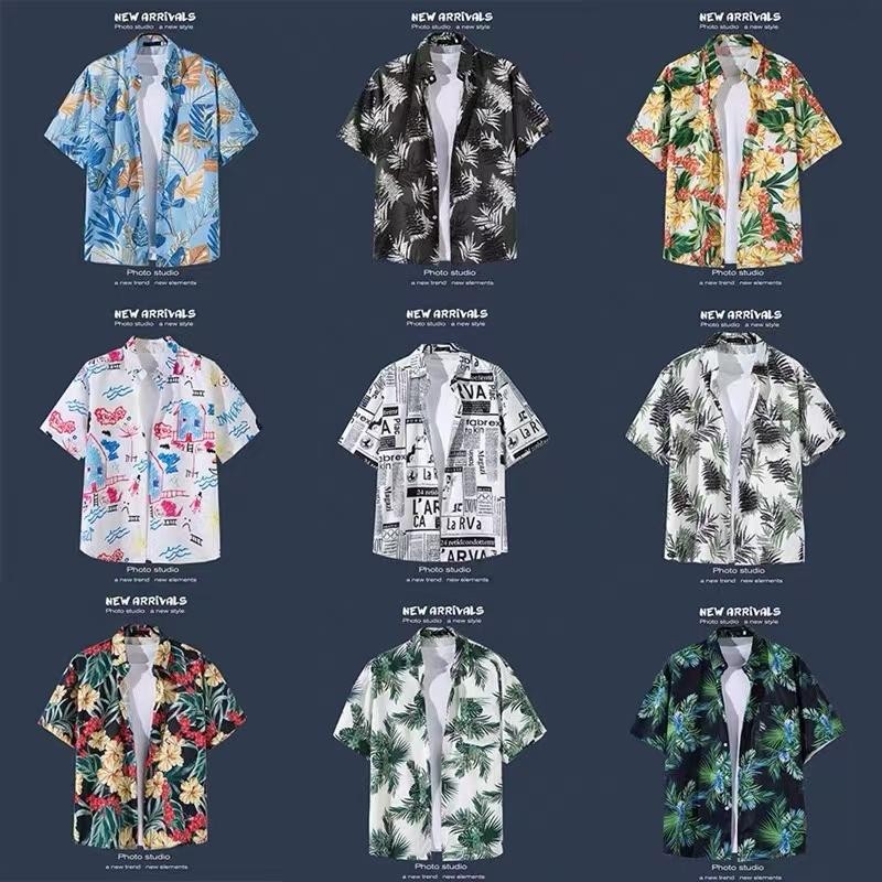 เสื้อเชิ้ตแขนสั้น ทรงหลวม ลายดอกไม้ สไตล์เกาหลี thumbnail 5