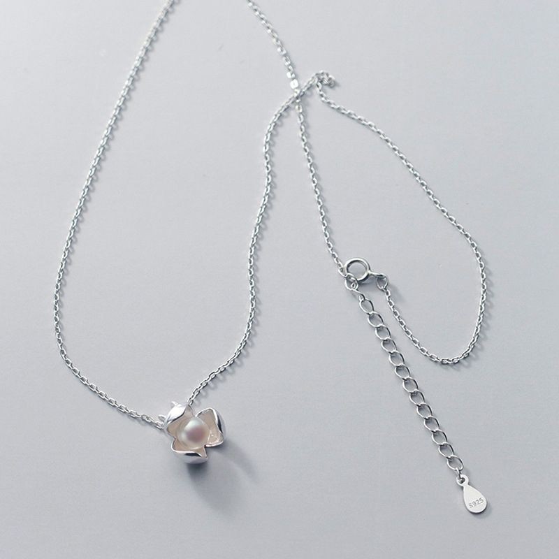 GHG ของแท้เงินสเตอร์ลิงไข่มุกน้ําจืด Lotus สร้อยข้อมือต่างหูสร้อยคอชุดนักเรียนหญิงเวอร์ชั่นเกาหลีสร้