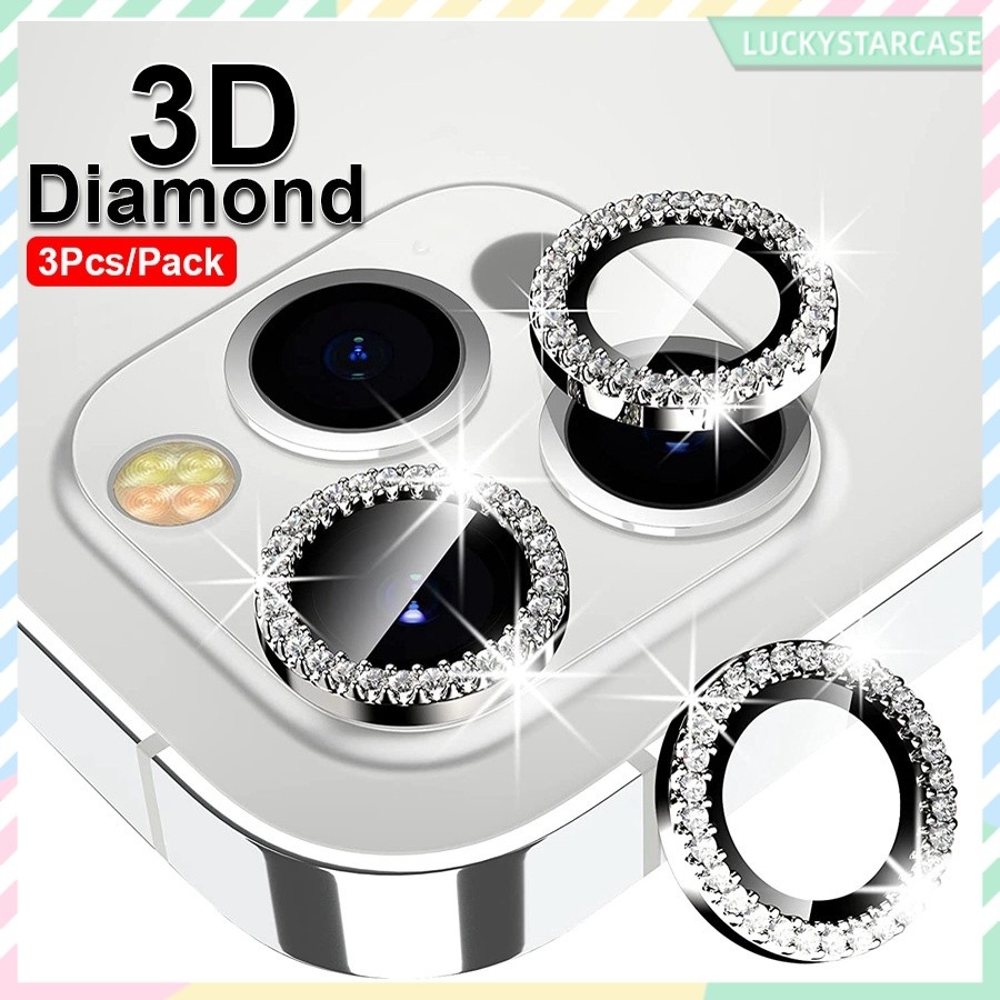 หรูหรา แฟชั่น เพชร กระจกนิรภัย ป้องกันเลนส์ สําหรับ iPhone 15 11 12 13 14 Pro Max 14Plus 15plus 13 12 Mini เงา กล้อง ป้องกันรอยขีดข่วน เต็มรูปแบบ เคสหน้าจอ