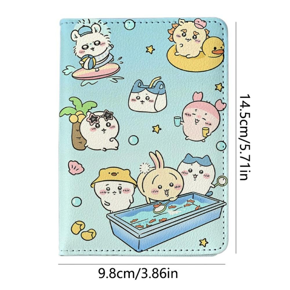 LUNAPUL Hachiware Passport Holder, Momonga Kurimanjyuuu Chiikawa Passport Cover, Fashion Travel Wallet Airplane Check-in Rakko Usagi Ticket Folder Female