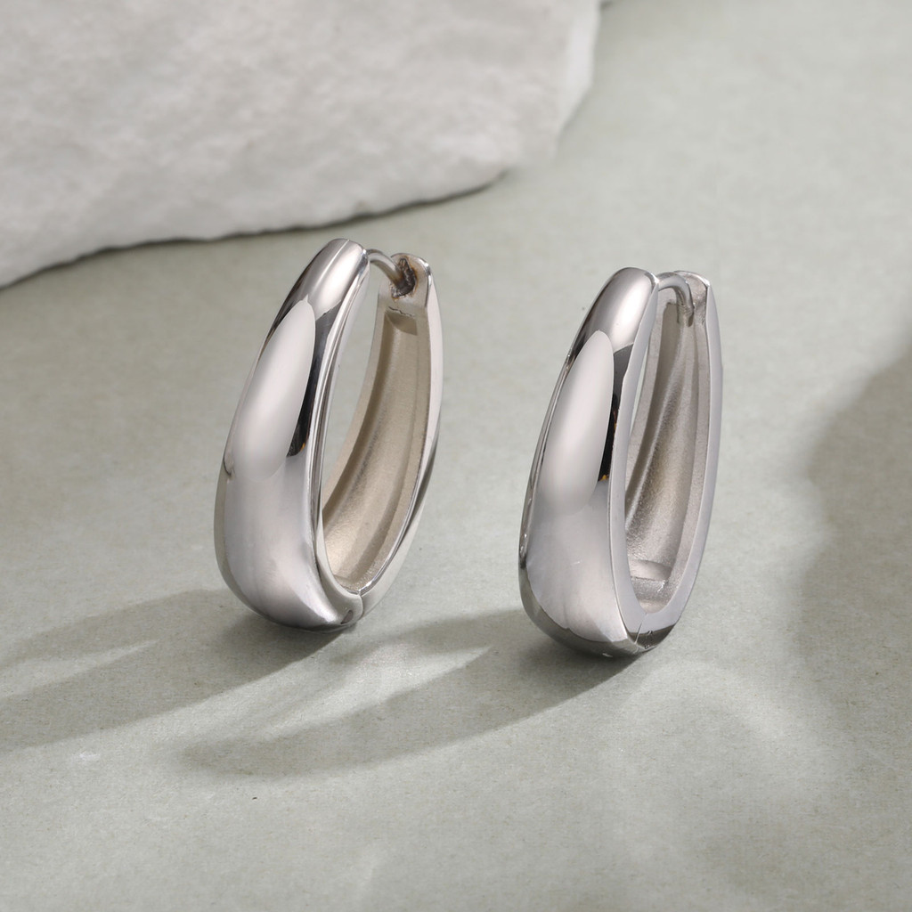 Vnox 18K Gold U-shaped Hoop ต่างหูสําหรับผู้หญิง,ไทเทเนียมเหล็กไม่สม่ําเสมอต่างหูกันน้ํา,ของขวัญเครื่องประดับ - รูปที่ 5