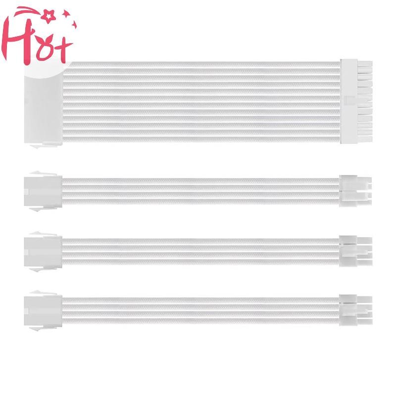 Ge PSU ATX 24Pin สายไนลอนถัก 8-pin 6 + 2pin สายไฟ 24 พินเมนบอร์ดสําหรับคอมพิวเตอร์พีซีกรณีสายไฟชุดสแ