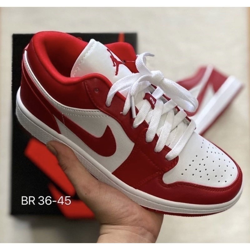 Nike Air Jordan 1 low (ไซส์ 36-45) สีขาวแดง 99999999999999999999999999999999999999999999999999999999