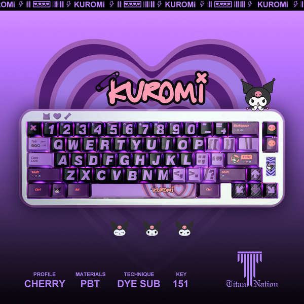 keycap sa keycap Titan Country Kuromi Kuromi Theme 151-Key PBT โรงงานเดิมความร้อนระเหิดคีย์บอร์ด Key