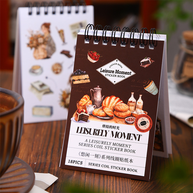 สมุดสติ๊กเกอร์วัสดุคู่ 18 ชิ้น/ถุง ขนมอบ ฤดูร้อน เครื่องดื่มเย็น สมุดสติ๊กเกอร์ลายน่ารัก การ์ดอวยพร DIY สร้างสรรค์ ถ้วย กล่องเก็บของ แผ่นบันทึก ตกแต่ง