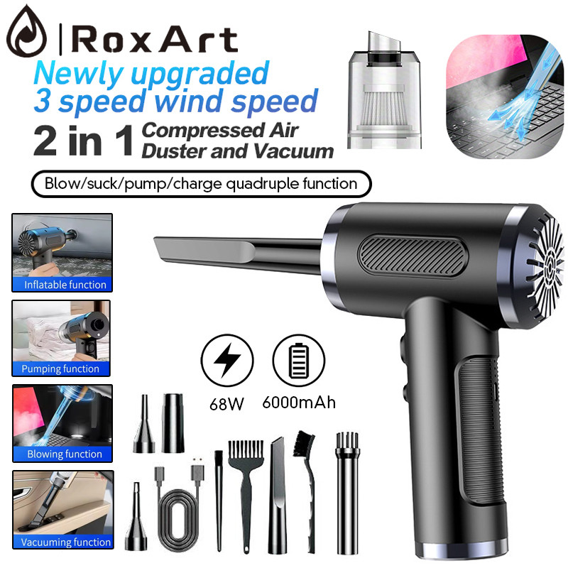 Roxart 3 in 1เครื่องดูดฝุ่นพกพา ดูด/สูบ/เป่าได้️ เครื่องดูดฝุ่นในรถ เครื่องดูดฝุ่นขนาดเล็ก เครื่องดูดฝุ่นไร้สาย cleaner