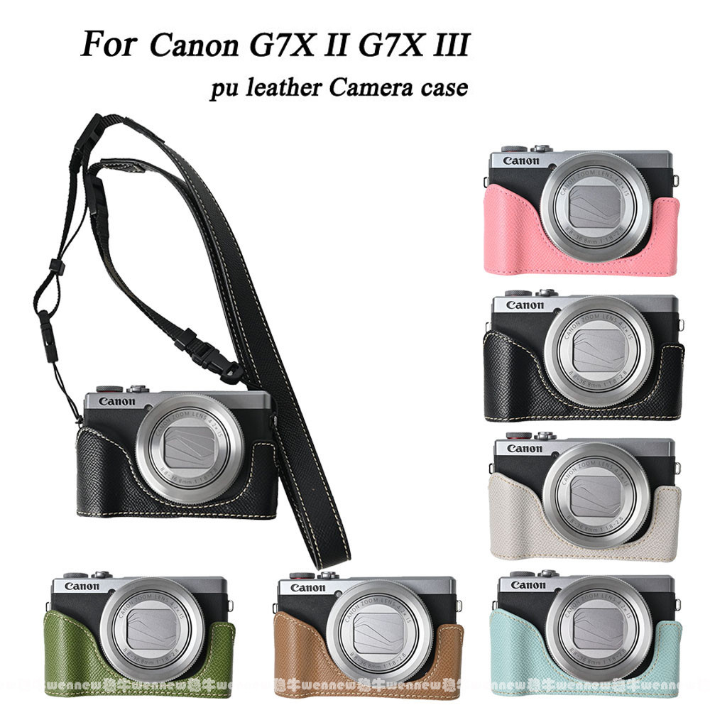 G7x3 G7X2 ปลอกหนัง Pu กล้องครึ่งสําหรับ Canon G7X II G7X III G7X Mark III II